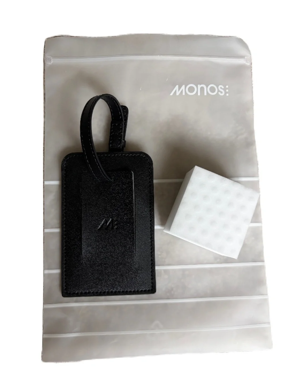 Monos Luggage Tag & scuff mark eraser sponge Bundle